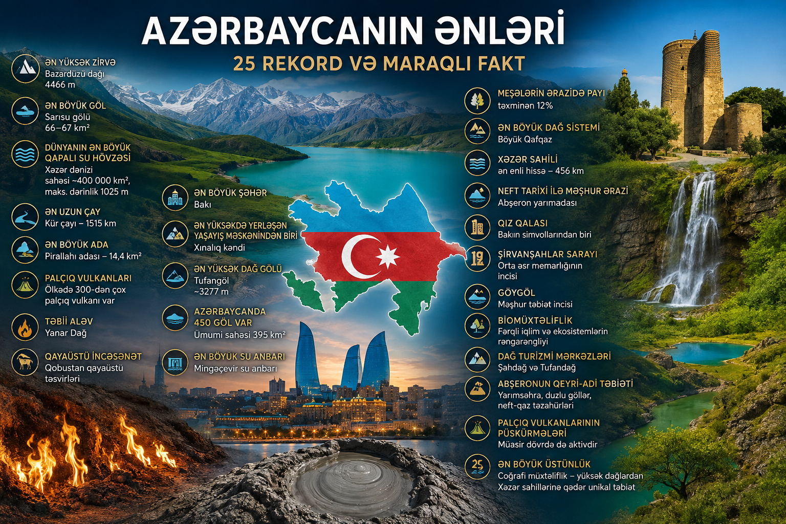 Azərbaycanın ənləri: Ölkəmiz haqqında 25 maraqlı fakt